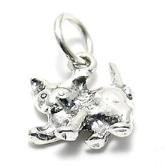 KITTEN IN 3D, UGLY BUT ADORABLE CHARM. STERLING SILVER - Picture 1 of 1
